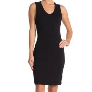 James Perse Cotton Black Dress Rouched Side Size 2